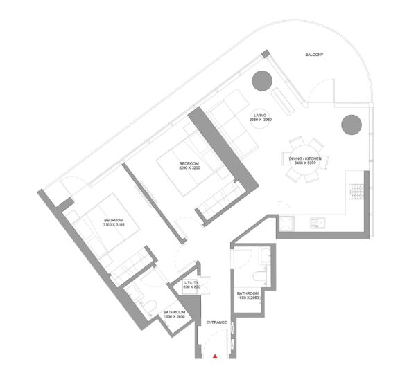 2 BHK Floor Plan